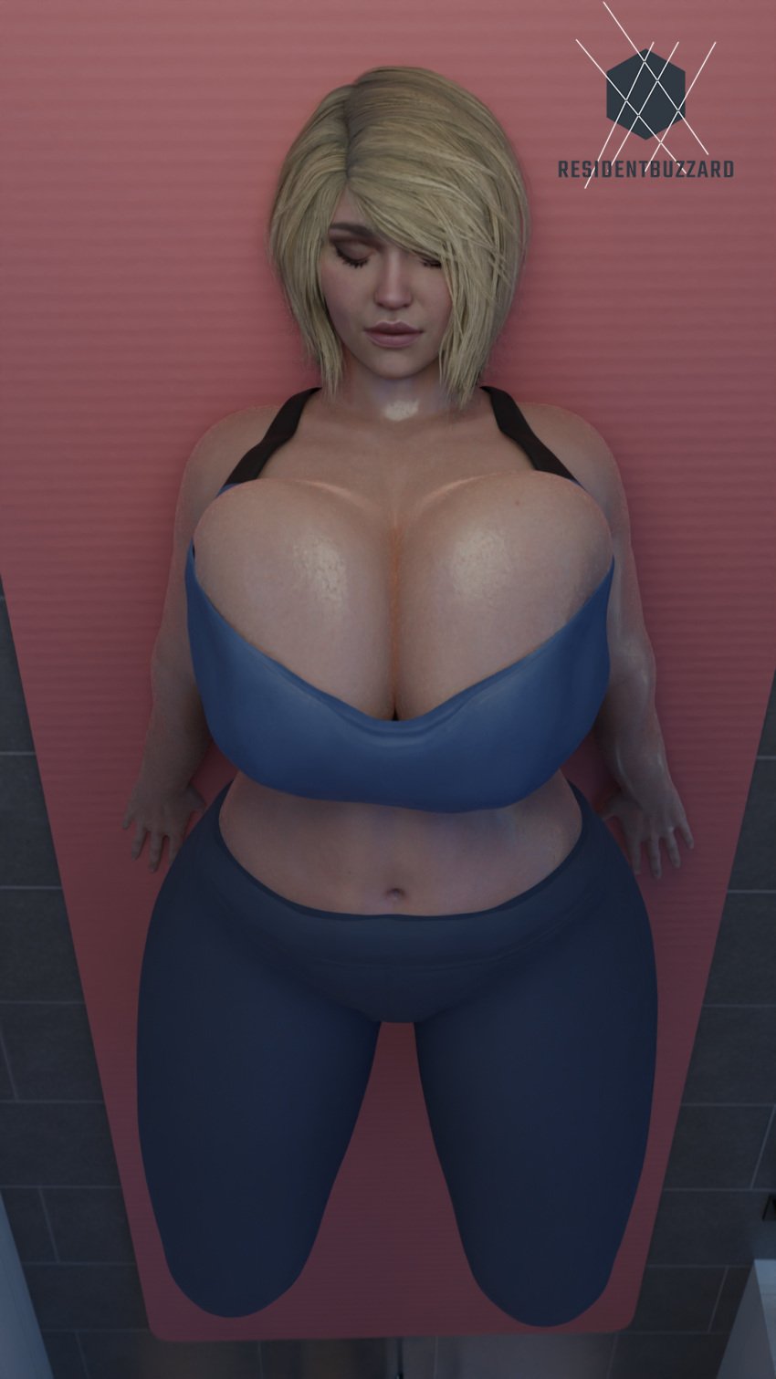 1girls 3d bbw big_breasts blonde_hair breasts cleavage dc dc_comics female female_only huge_breasts injustice_2 kara_zor-el karen_starr large_breasts navel power_girl residentbuzzard solo sports_bra supergirl thick thick_thighs workout workout_clothing yoga yoga_pants