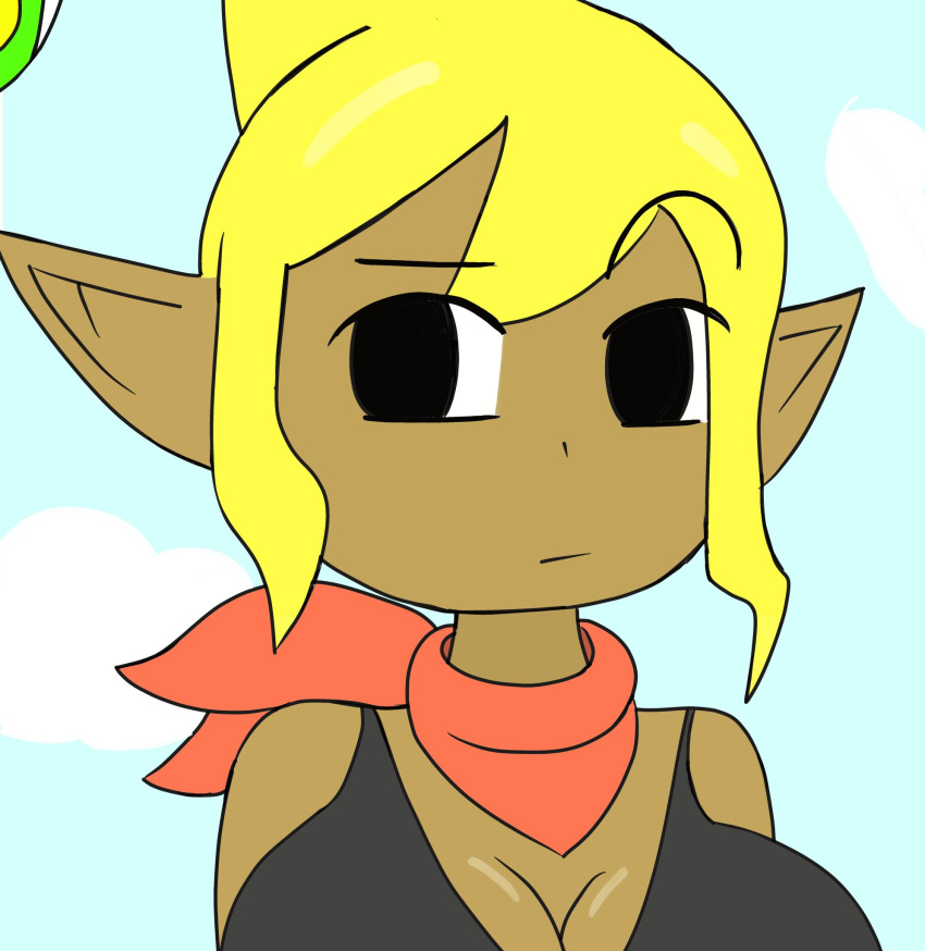 1girls bare_shoulders big_breasts black_eyes blonde_hair breasts cleavage dark-skinned_female dark_skin eyebrows_visible_through_hair female female_only handkerchief jpeg nintendo pointy_ears solo souley_dk tagme tetra the_legend_of_zelda the_wind_waker wind_waker