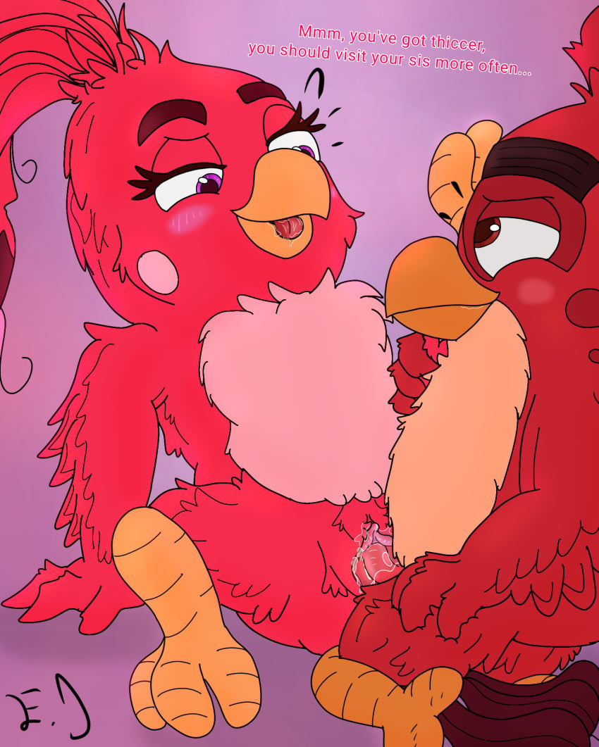 1boy 1girls angry_birds anthro artist_request avian bird columbia_pictures incest nietvart red_(angry_birds) rovio rovio_entertainment ruby_(angry_birds) sega sony straight the_angry_birds_movie vaginal_penetration