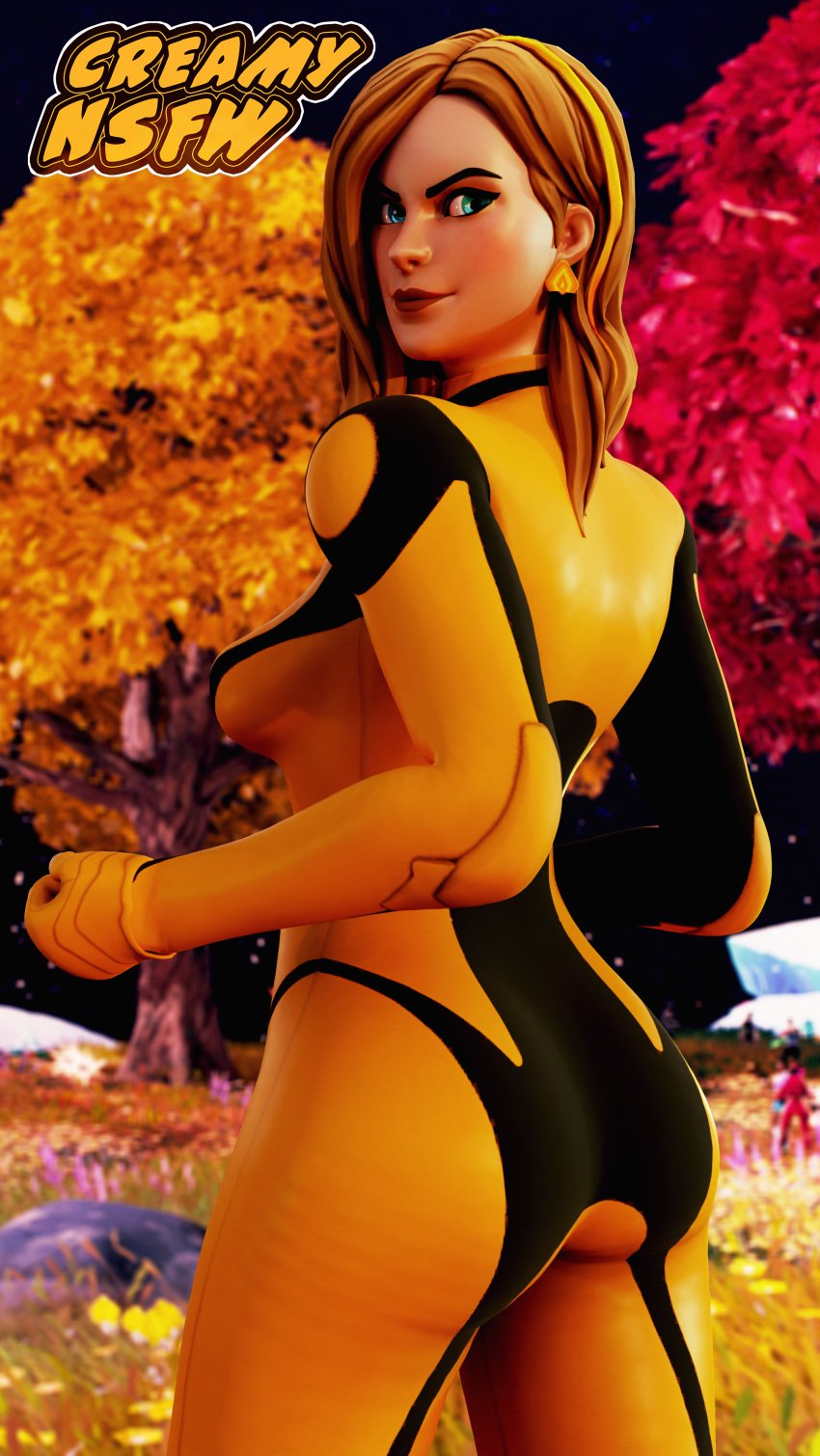 ass ass_focus big_ass blonde_hair bodysuit creamynsfw fit_female fortnite hip_focus rox_(fortnite) small_breasts