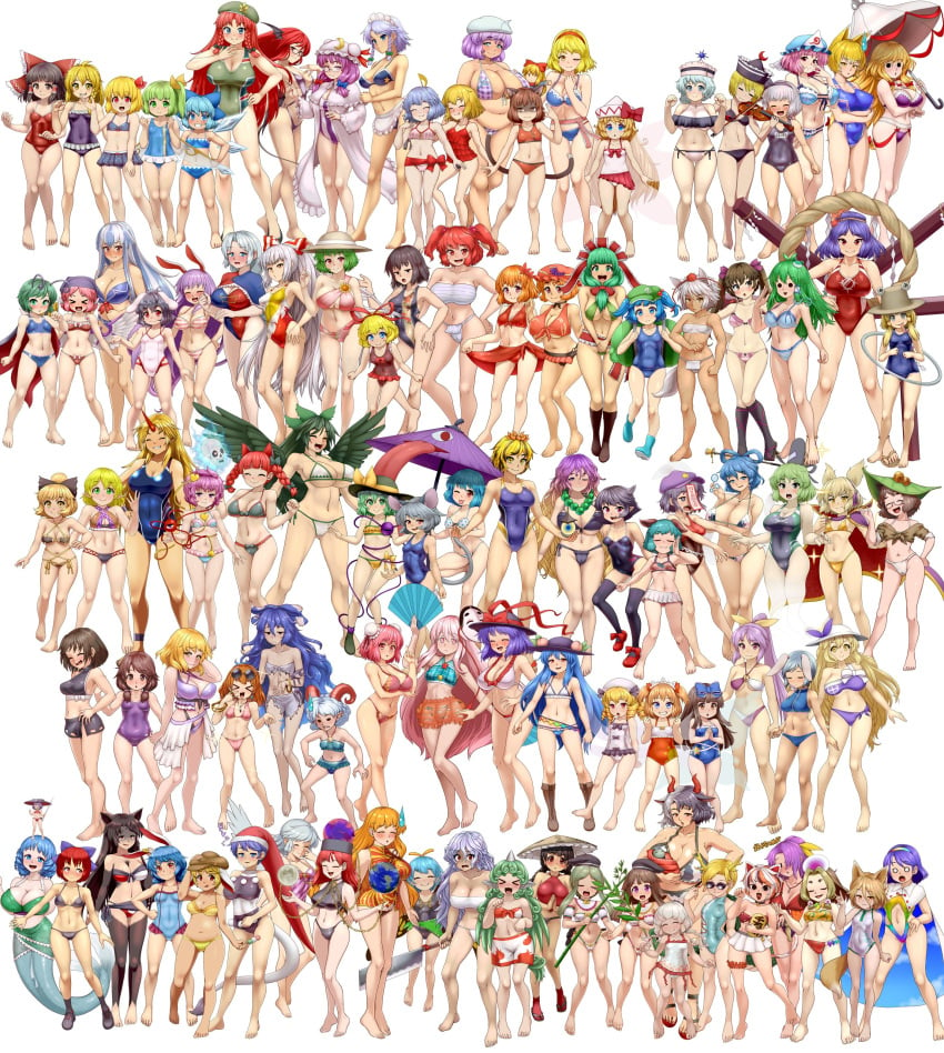 6+girls :3 :d :q absurdres aki_minoriko aki_shizuha alice_margatroid animal_ears animal_print aunn_komano backpack bag barefoot beads beret bespectacled bikini bird_wings black_bikini black_footwear black_hair black_headwear black_one-piece_swimsuit blonde_hair blue_bikini blue_bow blue_eyes blue_headwear bow bowl bowl_hat bracelet braid breasts brown_hair brown_headwear butterfly_wings cabbie_hat calico cat_ears cat_tail chen chimata_tenkyuu cirno cleavage closed_eyes closed_mouth coin competition_swimsuit cow_print curled_horns d.koutya daiyousei dango debt doremy_sweet dragon_tail earclip earmuffs earrings ebisu_eika eirin_yagokoro eternity_larva everyone eyewear_on_head fairy_wings fang female female_only flat_cap flat_chest floppy_ears flower food frog_hair_ornament front_ponytail fruit fujiwara_no_mokou futatsuiwa_mamizou glasses goutokuji_mike gradient_hair grapes green_bag green_bikini green_eyes green_hair green_headwear grey_bikini grey_hair hair_bobbles hair_bow hair_ornament hair_ribbon hair_rings hair_stick hakurei_reimu hat hat_ornament hata_no_kokoro headdress hecatia_lapislazuli highres hijiri_byakuren himekaidou_hatate hinanawi_tenshi holding holding_food hong_meiling horns hoshiguma_yuugi houjuu_nue huge_breasts ibaraki_kasen ibuki_suika ice ice_wings iku_nagae imaizumi_kagerou inaba_tewi insect_wings jewelry jo'on_yorigami junko_(touhou) kaenbyou_rin kagiyama_hina kaku_seiga kamishirasawa_keine kanako_yasaka kasodani_kyouko kawashiro_nitori kazami_yuuka kicchou_yachie kirisame_marisa kishin_sagume koakuma kochiya_sanae komakusa_sannyo komano_aunn komeiji_koishi komeiji_satori konpaku_youmu kudamaki_tsukasa kurodani_yamame kyouko_kasodani large_breasts letty_whiterock lily_white long_hair looking_at_viewer low_twintails luna_child lunasa_prismriver maribel_hearn marisa_kirisame mature_female medicine_melancholy medium_breasts merlin_prismriver midriff mike_goutokuji milf miyako_yoshika mizuhashi_parsee mob_cap momiji_inubashiri moriya_suwako multicolored_hair multiple_girls mystia_lorelei nagae_iku navel nazrin needle nemuno_sakata nightcap nishida_satono nue_houjuu older_female on_head onbashira one-piece_swimsuit onozuka_komachi open_mouth orange_hair outstretched_arms patchouli_knowledge person_on_head pink_bikini pink_hair pink_headwear plaid plaid_bikini plump pointy_ears pointy_hair ponytail prayer_beads purple_bow purple_eyes purple_hair purple_headwear purple_one-piece_swimsuit rabbit_ears ran_yakumo red_bikini red_bow red_eyes red_hair red_horns red_one-piece_swimsuit red_ribbon reimu_hakurei reisen reisen_(touhou_bougetsushou) reisen_udongein_inaba reiuji_utsuho remilia_scarlet renko_usami ribbon rin_kaenbyou ringo_(touhou) rope round_eyewear rumia sagume_kishin saigyouji_yuyuko sakata_nemuno sakuya_izayoi sandals sans sans_(undertale) seiran_(touhou) sekibanki shaded_face shameimaru_aya sharp_teeth shimenawa shion_yorigami short_hair side_braid side_braids side_ponytail sidelocks simple_background single_braid single_wing small_breasts smile snake_hair_ornament soga_no_tojiko solid_circle_eyes star_(symbol) star_hat_ornament star_print star_sapphire_(touhou) striped succubus suika_ibuki sukuna_shinmyoumaru sumireko_usami sunflower sunglasses sunny_milk sweatdrop swimsuit tagme tail tamatsukuri_misumaru tan tanned_cirno tapir_tail tatara_kogasa tate_eboshi teeth teireida_mai tenkyuu_chimata tenshi_hinanawi third_eye tokin_hat tongue tongue_out toramaru_shou touhou toutetsu_yuuma toyosatomimi_no_miko triangular_headpiece twintails two-tone_bikini two_side_up urumi_ushizaki usami_renko usami_sumireko ushizaki_urumi wagashi wakasagihime watatsuki_no_toyohime watatsuki_no_yorihime wavy_hair white_background white_bikini white_hair white_headwear white_wings wings wolf_ears wriggle_nightbug yagokoro_eirin yakumo_ran yakumo_yukari yasaka_kanako yatadera_narumi yellow_bikini yellow_eyes yellow_ribbon yorigami_jo'on yorigami_shion yuka_kazami yukari_yakumo yuuma_toutetsu yuyuko_saigyouj