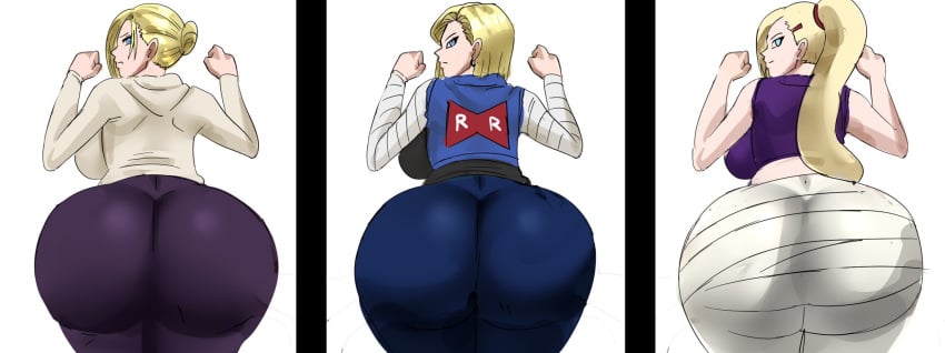 3girls android_18 annie_leonhardt ass_focus attack_on_titan bandaged_ass big_ass big_breasts blonde_hair blue_eyes bottom_heavy clothed clothing crossover curvy dragon_ball dragon_ball_z female female_only gtsn17 hoodie huge_butt human ino_yamanaka jacket looking_at_viewer looking_back multiple_girls naruto naruto_shippuden pawg voluptuous