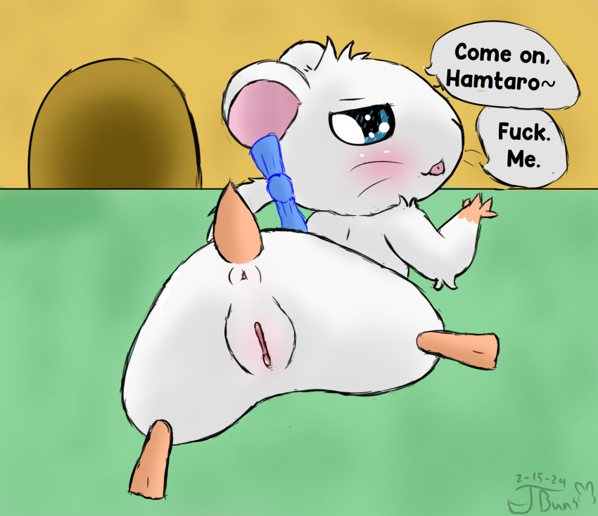 2024 anus ass bijou_(hamtaro) cricetid digital_media_(artwork) female feral genitals hamster hamtaro_(series) hi_res looking_back mammal presenting presenting_hindquarters presenting_pussy pussy raised_leg rodent solo spread_legs spreading trippybunny