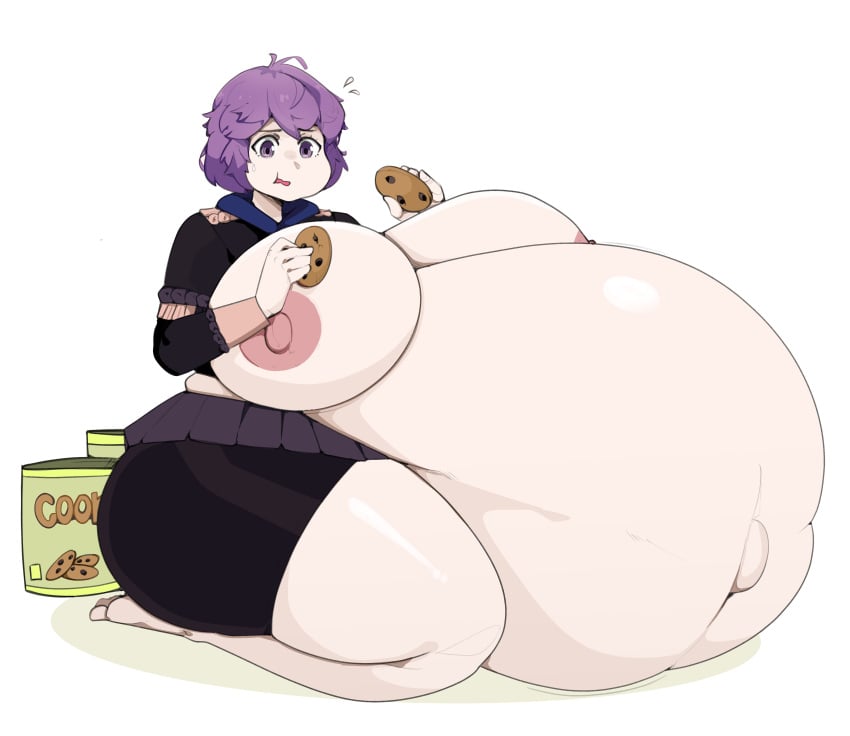 alternate_body_type alternate_breast_size areolae ass barefoot bbw belly belly_bigger_than_body belly_bigger_than_head belly_button bernadetta_von_varley breasts chubby chubby_female cookies eating female fire_emblem fire_emblem:_three_houses garreg_mach_monastery_uniform gigantic_breasts huge_areolae huge_ass huge_belly huge_nipples huge_stomach huge_thighs hyper_belly light-skinned_female messy_hair nipples overweight overweight_female partially_clothed pre_timeskip puffy_nipples purple_hair ready_to_pop short_hair sitting skirt solo stomach stuffed_belly stuffing thick_thighs thighs tights weight_gain white_background zeruxu