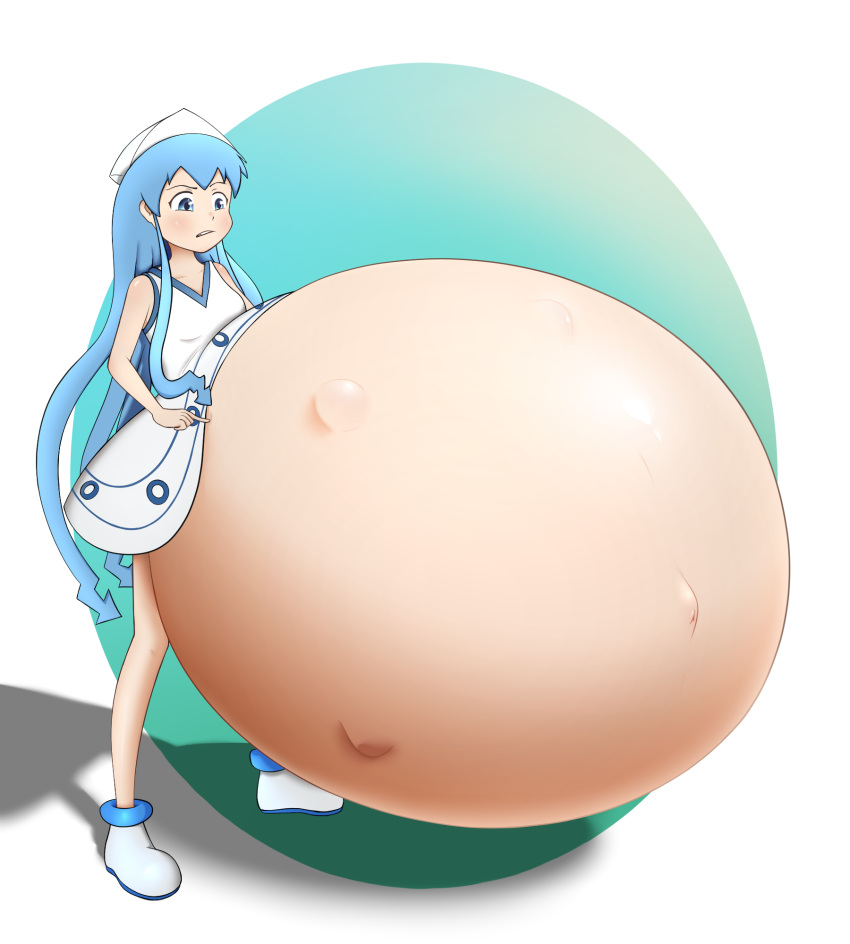 1girls artist_request fetal_movement hyper hyper_belly hyper_pregnancy ikamusume pregnant ready_to_pop solo