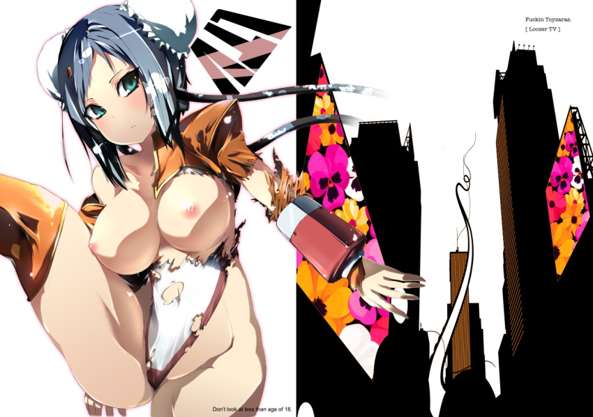 1girls arcana_heart asano_shimon breasts clothes female huge_breasts mei-fang solo torn_clothes