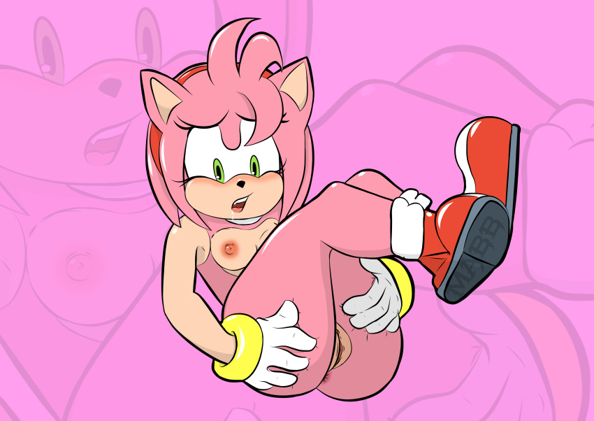 absurd_res amy_rose anthro anus bodily_fluids breasts drooling eulipotyphlan female genitals hedgehog hi_res lying maghost mammal nude on_back open_mouth pussy saliva sega simple_background small_breasts solo sonic_(series) sonic_the_hedgehog_(series) spreading