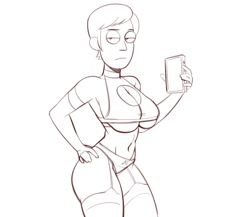 1girls adult_swim aged_up big_breasts female female_focus female_only mostly_clothed revealing_clothes rick_and_morty short_hair sketch solidus summer_smith thick_thighs