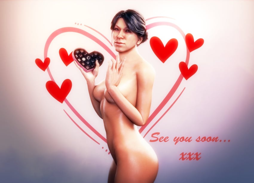 1girls abs black_hair breasts call_of_duty call_of_duty_black_ops_cold_war call_of_duty_zombies chocolate_box elizabeth_grey_(cod) flickytuts looking_at_viewer naked nude solo_female valentine's_day