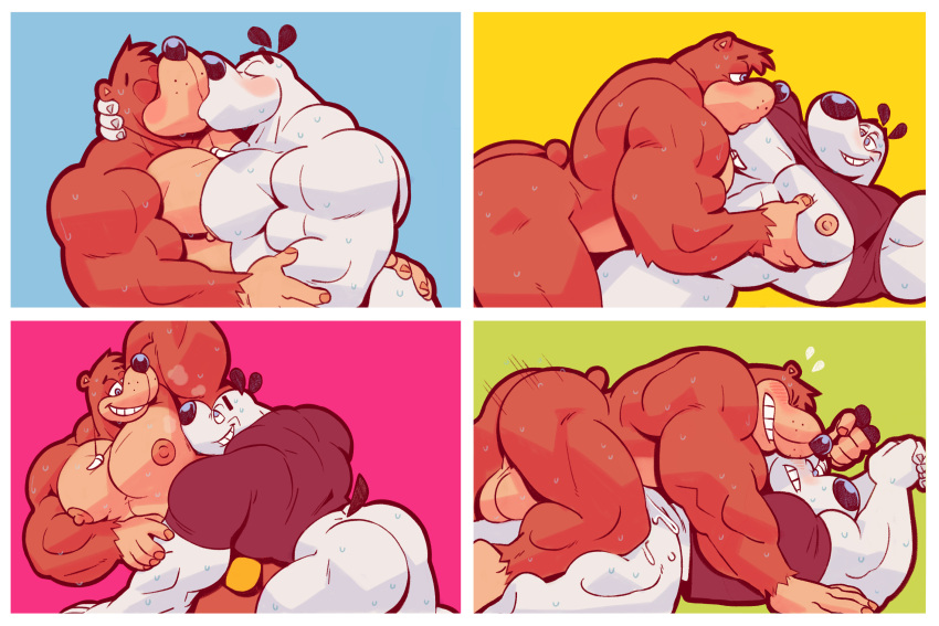 anal anthro armpit_sniffing ass balls banjo-kazooie banjo_(banjo-kazooie) canid canine canis domestic_dog dudley_puppy duo ear_grab gay genitals hi_res homosexual kissing male male/male male_only mammal muscular nickelodeon pec_grasp rareware shoegaze. sniffing t.u.f.f._puppy ursid video_games