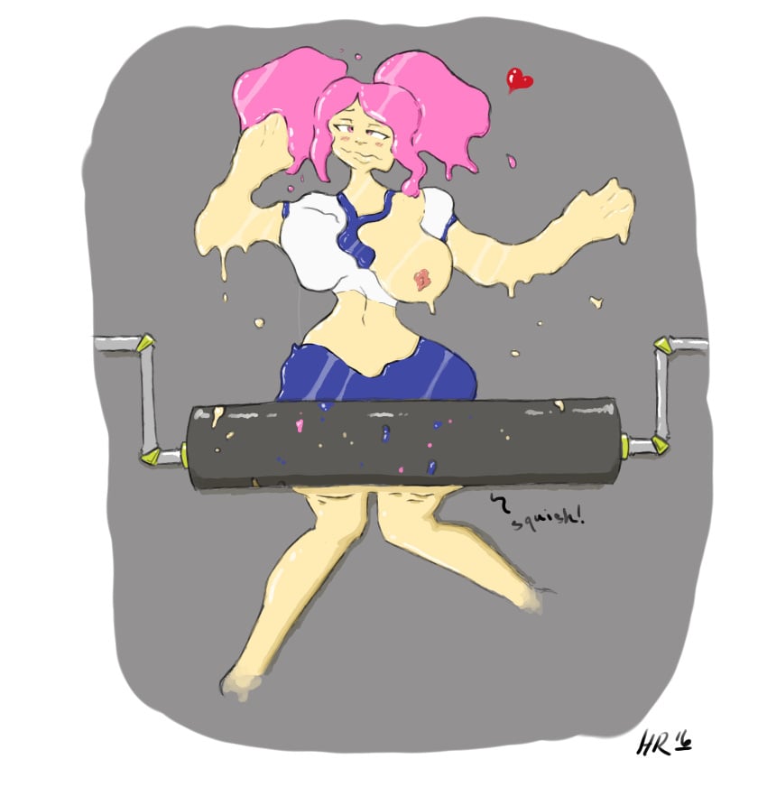 1girls 2016 absurd_res absurdres artist_signature big_breasts blush crossed_eyes exposed_nipple female female_only flattened heart hi_res high_resolution highres highroller1234 human_female human_only melting not_furry original original_character paint_roller pink_eyes pink_hair sasha_(sashatoon) school_uniform simple_background solo solo_female solo_focus sound_effect sound_effects story_at_source story_in_description toonification traditional_media_(artwork) transformation twintails white_background