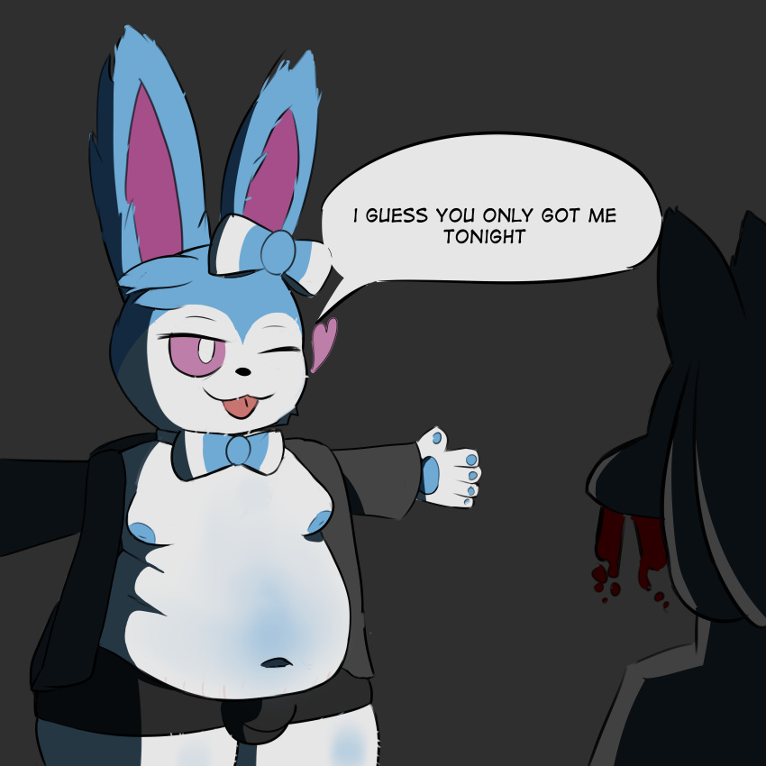 absurd_res bluge bottomwear bulge clothing comic duo eeveelution girly hi_res hoodie lucario male male/male male_only mcerror nintendo pokemon pokemon_(species) romantic shorts sylveon text topwear undressing video_games