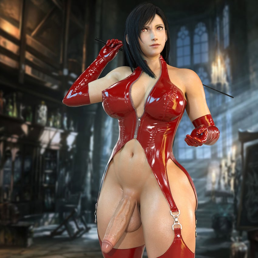 1futa 3d alternate_version_at_source alternate_version_available big_breasts black_hair bottomless cleavage dominatrix elbow_gloves final_fantasy final_fantasy_vii final_fantasy_vii_remake futa_only futanari garter_straps holding_stick large_breasts latex latex_corset latex_garter_straps latex_gloves latex_thighhighs long_hair nipple_bulge nordfantasy penis red_corset red_elbow_gloves red_eyes red_garter_straps red_gloves red_thighhighs riding_crop solo solo_futa stick thick_penis tifa_lockhart