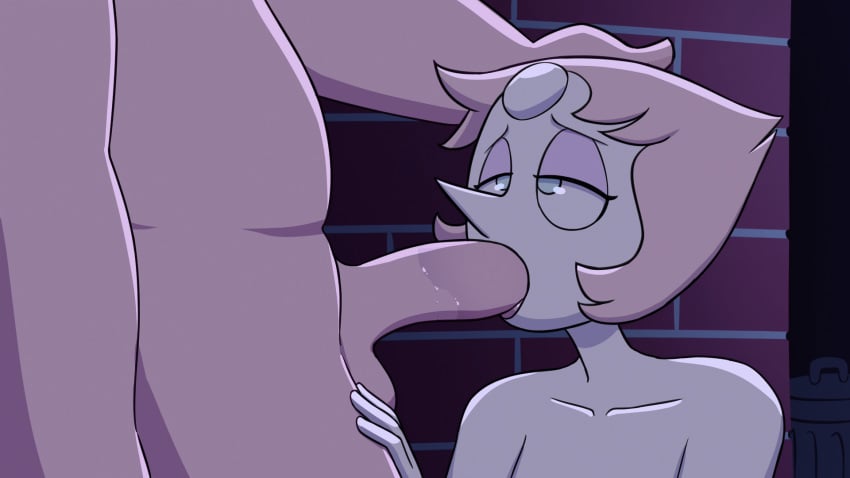 1boy 1boy1girl 1girls alien alien/human alien_girl animated athletic_female cartoon_network deepthroat digitalkaiju fellatio female gem_(species) greg_universe head_grab human interspecies male male/female moaning nude nude_female oral pearl_(steven_universe) penis steven_universe throat_bulge unseen_male_face