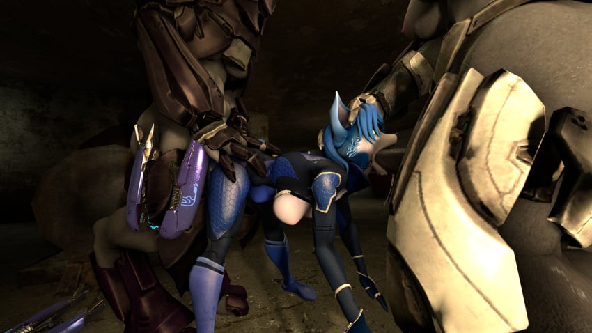 3d 3d_(artwork) ass ass_grab ass_up bad_dragon baddragon big_ass big_breasts big_butt big_penis blowjob blowjob_face blue_body blue_eyes blue_fur blue_hair blue_skin breasts breasts_out breasts_outside butt clothed crossover cum cum_in_mouth cum_in_pussy cum_in_throat cum_inside cum_on_face cum_out_mouth cumshot deep_penetration deepthroat dickgirl dickgirl_penetrating dildo dildo_penetration domination elite_(halo) eye_contact fellatio fuck_and_suck furry futa_on_female futadom futanari futanari_penetrating halo halo_(game) halo_(series) halo_reach huge_cock inflation interspecies krystal laarian large_penis mouth_hold open_mouth oral oral_sex penis rape sangheili sfm spacesuit spitroast star_fox threesome throat_fuck vaginal_penetration