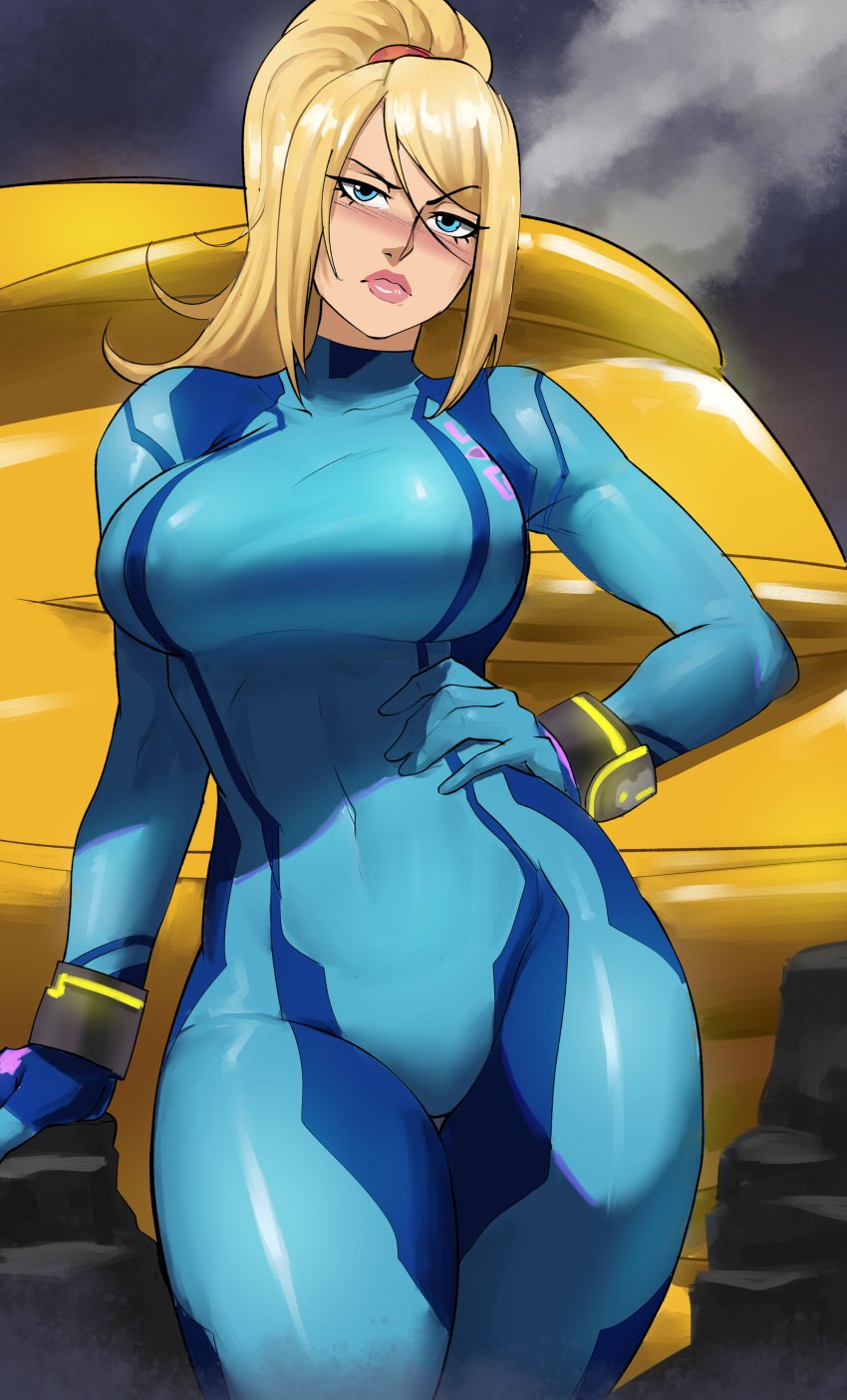 1girls 2022 angry big_breasts blonde_hair blue_eyes bodysuit breasts echosaber female female_only hand_on_hip hi_res hips large_breasts latex long_hair metroid nintendo png samus_aran ship simple_background skin_tight skin_tight_suit slim_waist solo thick_lips thick_thighs thighs thunder_thighs very_high_resolution very_long_hair wide_hips zero_suit zero_suit_samus