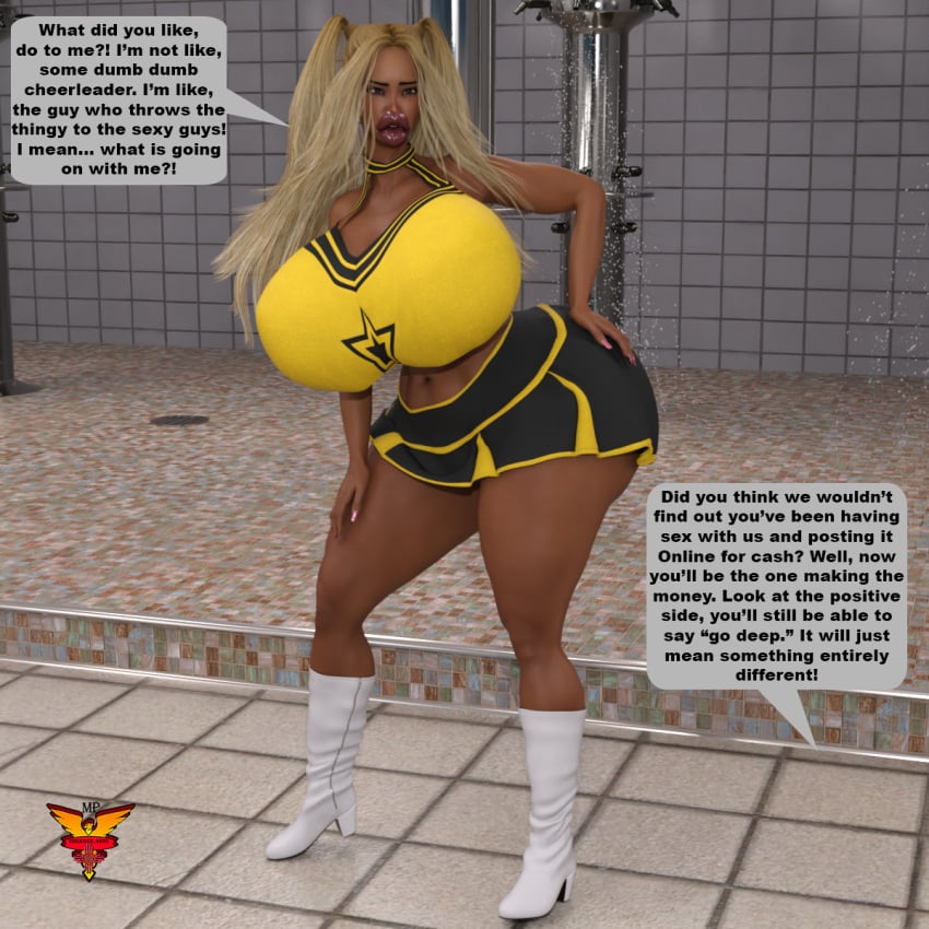 1girls ass_expansion bimbofication breast_expansion cheerleader gender_transformation hourglass_expansion huge_hips hyper_bimbo large_breasts lip_expansion mpcreativearts