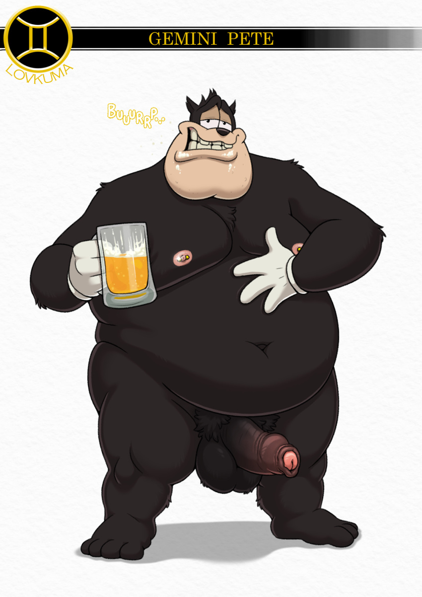 alcohol anthro balls beer beverage disney domestic_cat fat felid feline felis foreskin genitals goof_troop hi_res humanoid_genitalia humanoid_penis lovkuma male male_only mammal nipple_piercing nipples nude obese obese_male overweight overweight_male penis peter_pete_sr. piercing simple_background solo white_background