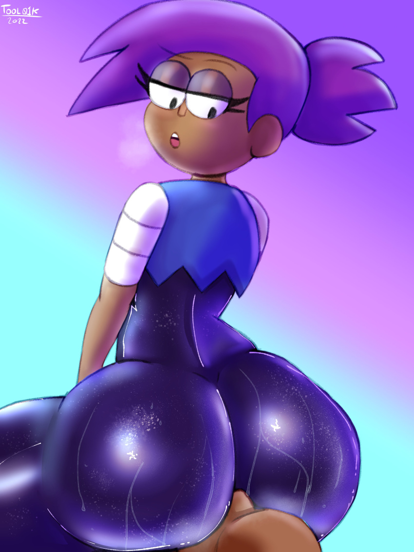 1boy 1boy1girl 1girls 2022 ass ass_focus big_ass black_eyes blue_background bubble_ass bubble_butt cartoon_network dark-skinned_female dark_skin enid face_in_ass facesitting fat_ass favorite female hetero large_ass looking_back looking_down male male/female ok_k.o.!_let's_be_heroes purple_background purple_hair smothering smothering_ass spandex steam steamy_breath straight sweat sweaty sweaty_butt tagme thick_thighs thighs tool01k