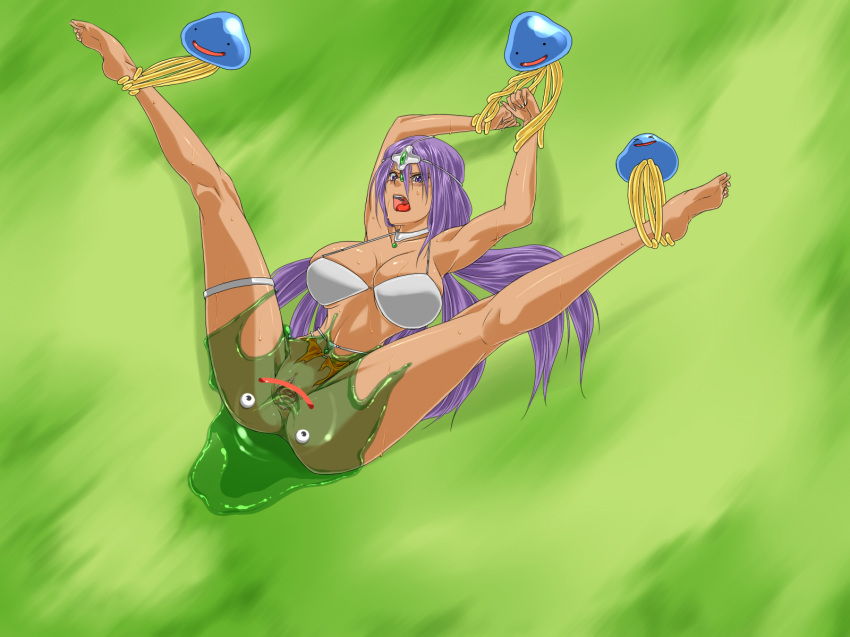 bikini_armor bubble_slime clothing dragon_quest healslime large_breasts maya_mahabala purple_hair saikki slime slime_(dragon_quest) slime_monster tagme