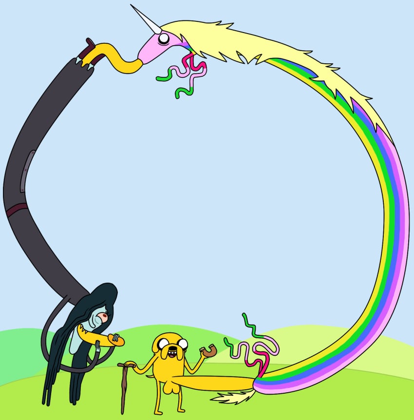 adventure_time all_the_way_through balls donut_witch_(adventure_time) doughnut full_circle horns jake_the_dog lady_rainicorn penetration penis rainicorn smooth_skin standing tagme witch