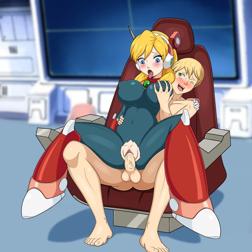 ahegao alia alternate_version_available android big_areola big_breasts blonde_hair blue_eyes breast_grab capcom clothed_female_nude_male cuki female human male mega_man mega_man_x mega_man_x_dive nipples_visible_through_clothing original_character reverse_cowgirl_position robot_girl tagme torn_bodysuit vaginal_penetration