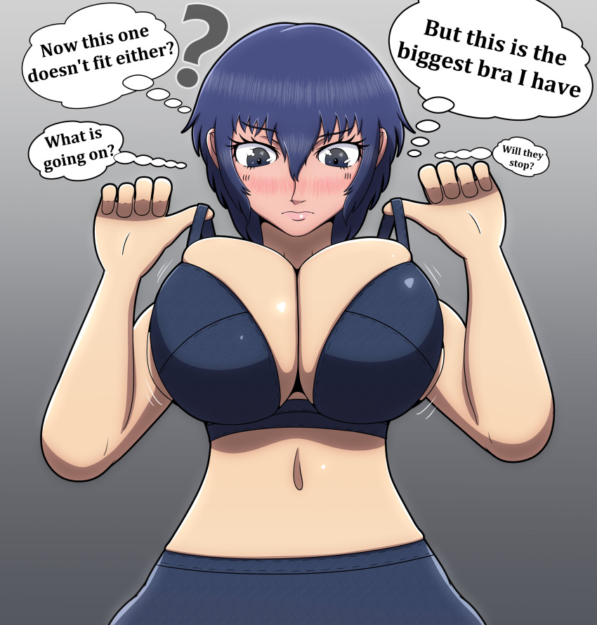 atlus blue_eyes blue_hair blush breasts female justdrawingjake persona persona_4 shirogane_naoto solo tagme