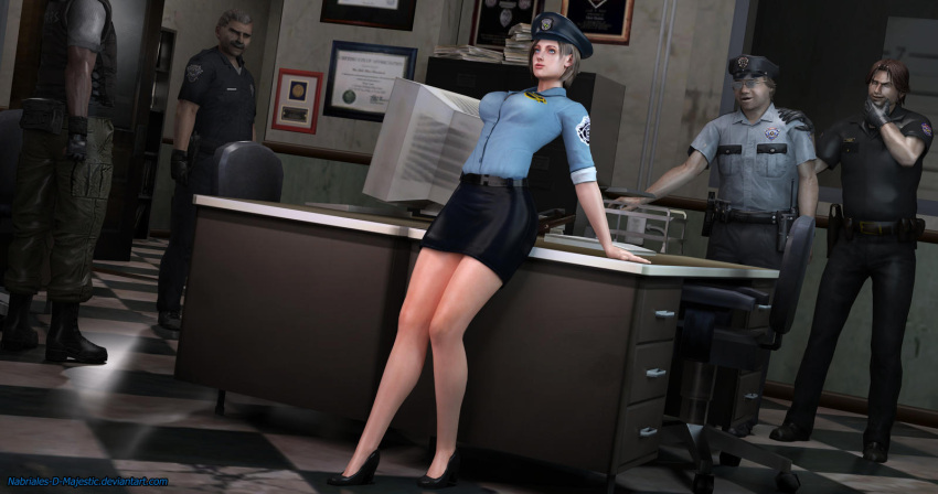 1girls 3d big_breasts breasts checking_out cleavage dbd dead_by_daylight female female_only hat heels jill_valentine jill_valentine_(julia_voth) legs light-skinned_female policewoman resident_evil resident_evil_remake skirt sole_female solo_female solo_focus the_majestic