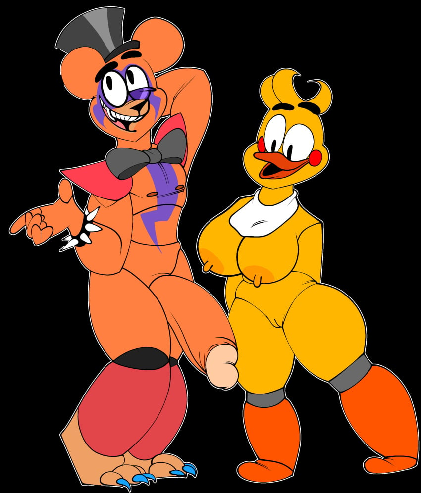 absurd_res adultpartypunch animatronic anthro avian balls big_breasts big_penis bird bow_tie breasts chica_(fnaf) chicken clothed clothing curvy_figure digital_media_(artwork) duo erection female five_nights_at_freddy's five_nights_at_freddy's:_security_breach five_nights_at_freddy's_2 freddy_(fnaf) galliform gallus_(genus) genitals glamrock_freddy_(fnaf) hat headgear headwear hi_res huge_breasts huge_cock humanoid humanoid_genitalia humanoid_penis imminent_sex machine male male/female muscular nipples nude penis phasianid presenting presenting_penis pussy robot robot_humanoid scottgames simple_background thick_penis thick_thighs top_hat toy_chica_(fnaf) video_games wide_hips