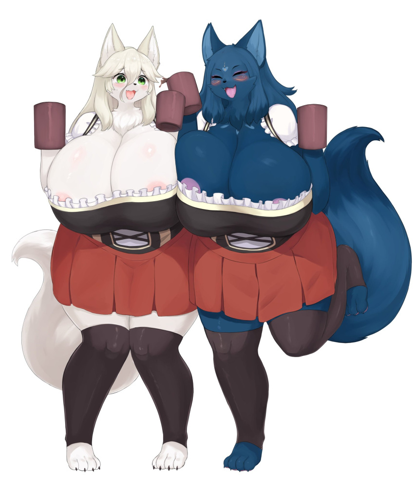 2girls big_breasts female furry gigantic_breasts huge_breasts inake tagme thick_thighs thighhighs