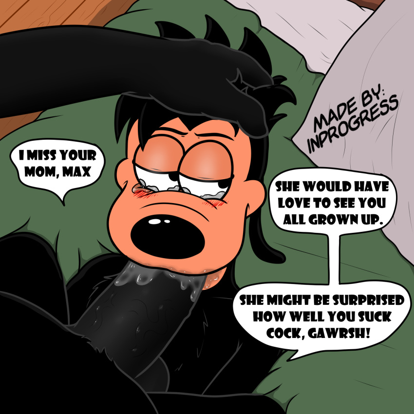 2boys age_difference anthro balls bed blowjob blush bodily_fluids disney disney_channel drooling duo english_text father father_and_child father_and_son fellatio first_person_view forced furniture gay goof_troop goofy hi_res incest inprogress male male/male male_only max_goof nude oral parent parent_and_child penile penis rape saliva sex size_difference son son_blowing_dad tears testicles text yaoi