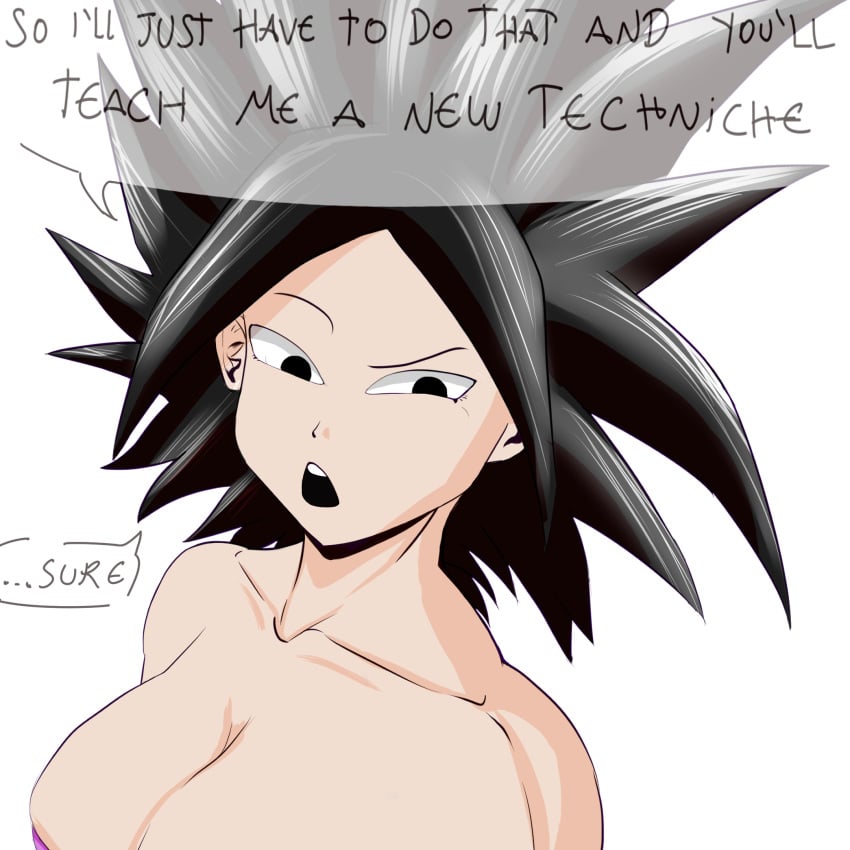 1girls big_breasts black_eyes black_hair caulifla condition dragon_ball dragon_ball_super female female_focus female_only on_side panda_nes petite saiyan spiky_hair teenager