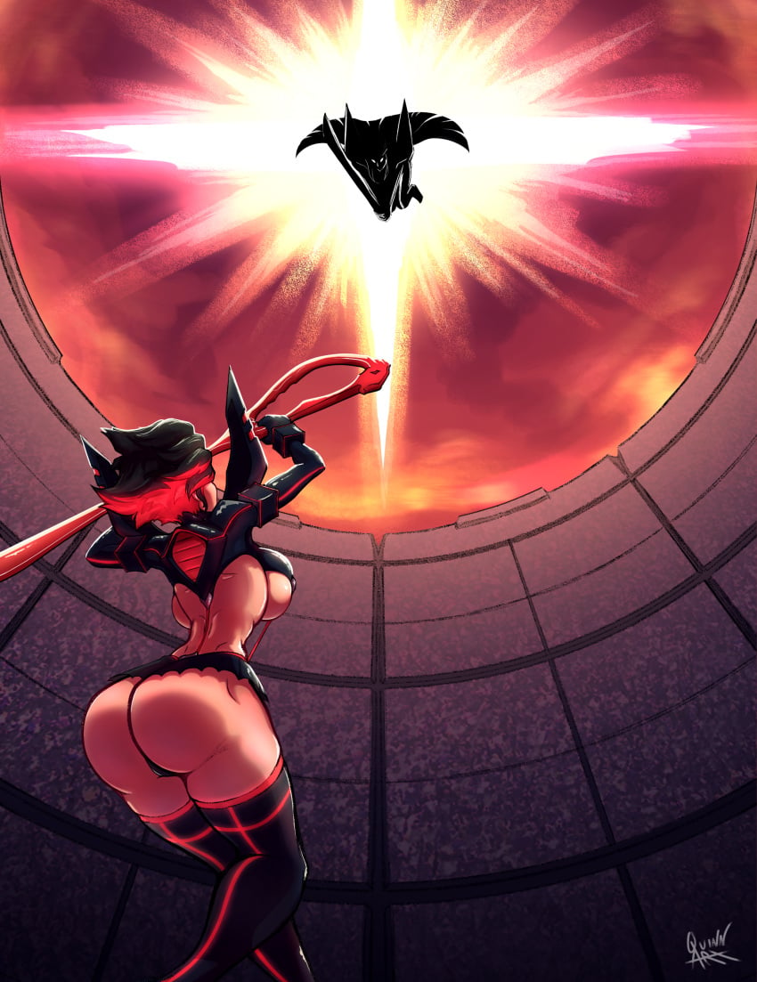 2girls ass big_ass crowd highres kill_la_kill kiryuuin_satsuki matoi_ryuuko quinn935 upskirt