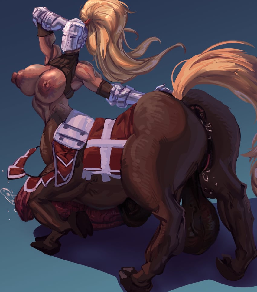 1futa absurdres animal_genitalia animal_genitalia_on_humanoid anus areolae ass back backsack balls big_ass big_breasts blonde_hair breasts centaur clothed clothing dark-skinned_futanari dark_skin erection full-package_futanari futa_only futanari helmet highres horse_anus_on_humanoid horse_pussy_on_humanoid horseballs horsecock horsecock_on_humanoid horsepussy huge_balls huge_cock huge_testicles humanoid knight large_breasts long_hair mostly_nude nipples penis pussy solo taur testicles true_futa zyldark