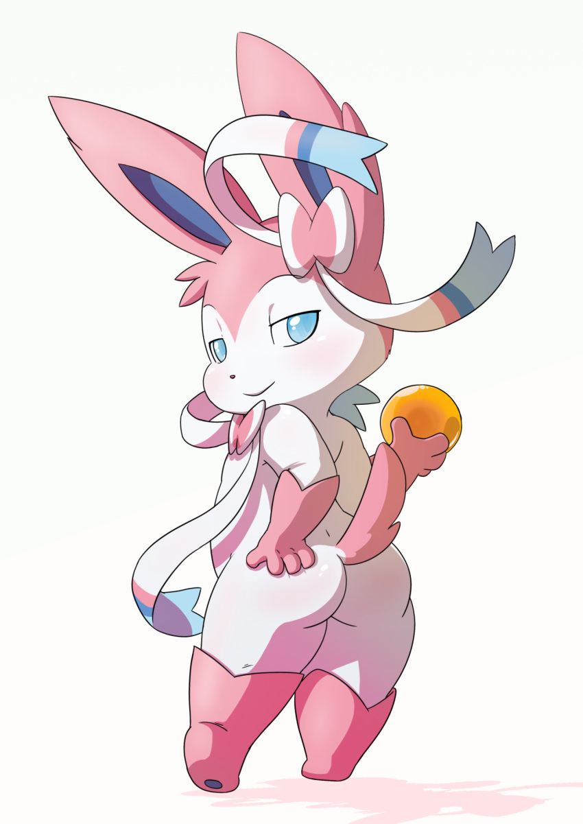 ass blush eeveelution lkiws looking_at_viewer nintendo pokemon smile solo sylveon