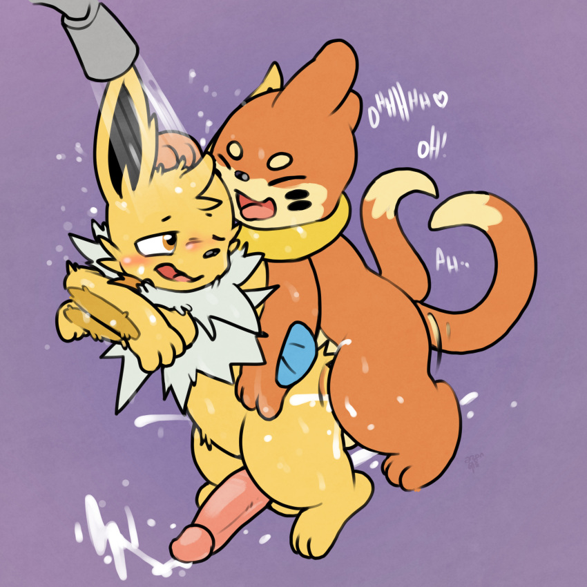 1:1 absurd_res anal anal_sex anthro argon_vile blush bodily_fluids buizel closed_eyes cum cum_in_ass cum_inside digital_media_(artwork) duo eeveelution fan_character feral from_behind_position genital_fluids genitals hand_on_head hi_res jolteon male male/male male_penetrated male_penetrating male_penetrating_male mammal moan monster_mind nintendo nude one_eye_closed open_mouth orgasm penetration penile penile_penetration penis pokémon_(species) pokemon sex shower shower_head shower_sex simple_background tongue video_games water