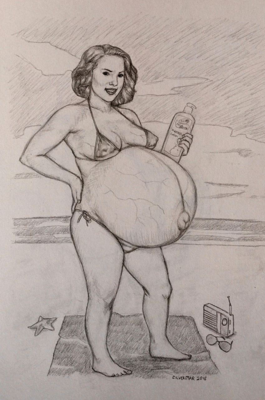 1girls 2015 beach belly big_belly bikini black_and_white black_widow_(marvel) female female_only human human_only marvel marvel_cinematic_universe natasha_romanoff navel nipple_bulge nipples_visible_through_clothing outie pregnant scarlett_johansson silverstar1976 torpedo_belly traditional_media_(artwork) veiny_belly