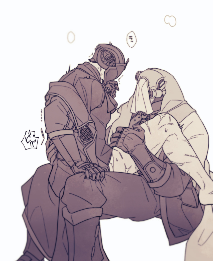 2boys bondrewd bottomless gallice gay helmet implied_anal implied_sex made_in_abyss male male_only mask masked masked_male muscular_male restricted_palette scars sitting sitting_on_lap sitting_on_person spes_2323 trembling yaoi