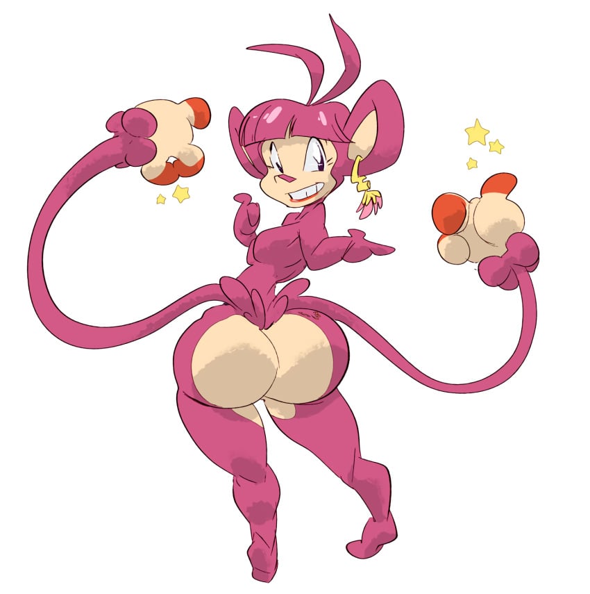 1girls 2_tails ambipom ass big_ass big_breasts breasts cute earrings female finger_gun huge_ass lipstick monkey monkey_girl multi_tail nintendo pokémon_(species) pokemon pokemon_only primate purple_eyes purple_fur red_lipstick shiny_pokemon sideboob simian slb source_request star tagme tail thick_thighs video_games wide_hips