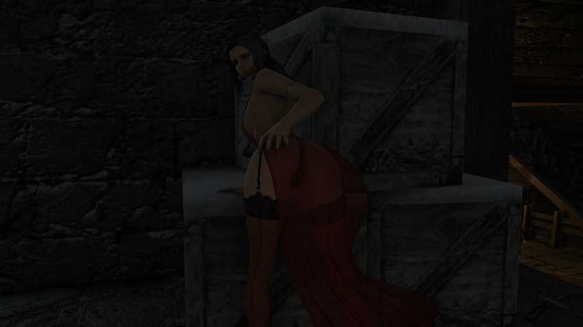 3d ass ass_focus ass_grab astri_stillshade astri_xiv babydoll_lingerie babydoll_negligee bamboo bamboo_gag black_hair crate dark_skin final_fantasy final_fantasy_xiv fishnet_legwear fishnet_stockings fishnet_thighhighs garter_belt gpose(ffxiv) hyur lace lace_lingerie lace_neligee lingerie low_light mouth_gag nails negligee night ponytail pussy see-through see-through_clothing see-through_lingerie shaved_pussy sideboob stockings white_eyes