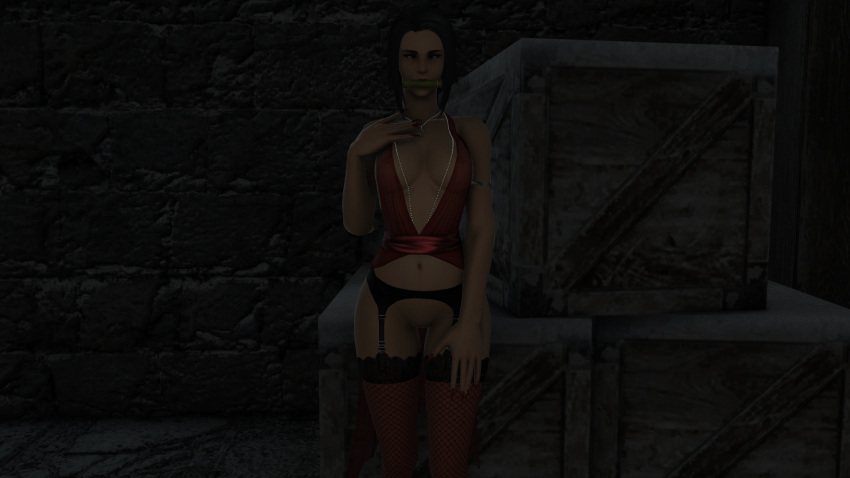 3d astri_stillshade astri_xiv babydoll_lingerie babydoll_negligee bamboo bamboo_gag belly belly_button black_hair crate dark_skin final_fantasy final_fantasy_xiv fishnet_legwear fishnet_stockings fishnet_thighhighs garter_belt gpose(ffxiv) hyur lace lace_lingerie lace_neligee lingerie low_light mouth_gag nails necklace necklace_between_breasts negligee night ponytail pussy see-through see-through_clothing see-through_lingerie shaved_pussy sideboob stockings white_eyes