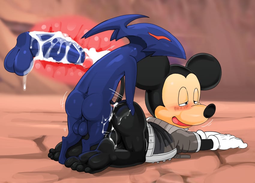 absurd_res anal anal_sex anthro ass balls balls_deep barefoot blush bodily_fluids bottomless clothed clothed/nude clothing cum cum_in_ass cum_inside disney duo feet feral flood_(kingdom_hearts) from_behind_position genital_fluids genitals hi_res internal interspecies kingdom_hearts leaking_cum looking_pleasured lying male male/male male_only mammal mickey_mouse mouse murid murine nude on_ground partially_clothed penetration redemption3445 rodent sex square_enix unversed video_games