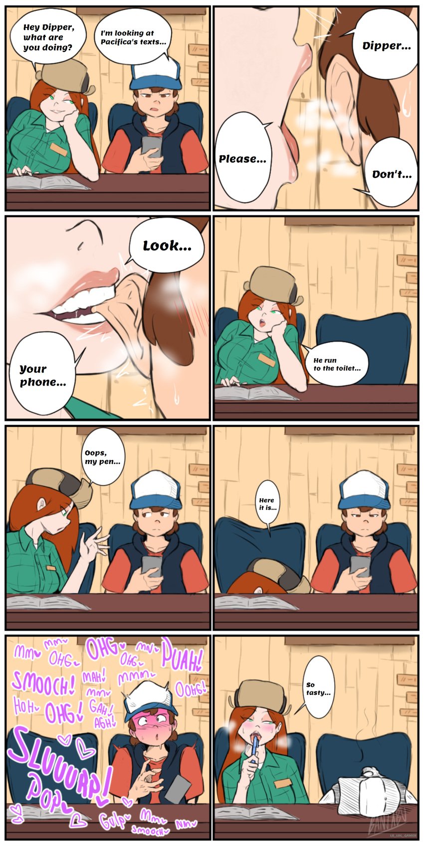 1boy 1boy1girl 1girls after_deepthroat after_oral ahe_gao banjabu biting_lip blowjob blue_eyes clothed_female clothed_male clothed_sex cock_hungry cock_sleeve comic comic_page cum cum_in_mouth cum_in_throat deepthroat deepthroat_holder dipper_pines disney disney_channel disney_xd dropped_pen dropping_object ear ear_fetish ear_sucking edited english_text fellatio freckles ginger gravity_falls green_eyes gulp hidden_sex imminent_deepthroat imminent_oral implied_deepthroat implied_fellatio kinky licking licking_pen ls_lol_gamer older_female on_side oral oral_sex orange_hair panels petite red_hair saliva saliva_drip seated seductive_mouth sloppy stealth_oral stealth_sex straight_hair surprise surprise_deepthroat surprised swallowing_cum swallowing_penis_while_deepthroat text text_bubble tongue_out under_the_table wendy_corduroy younger_male