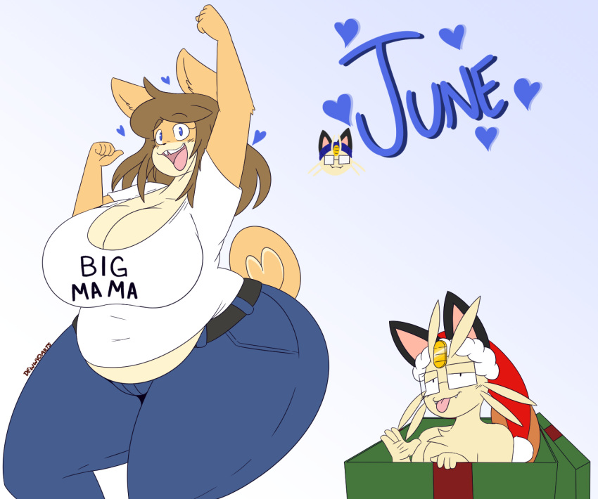 big_breasts dewwydartz female furry game_freak june_(jinu) meowth nintendo pokemon tagme thick_thighs