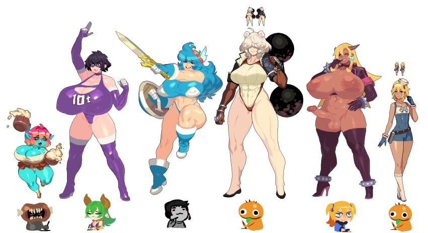 10t 1futa 4girls :3 abs adelia_(changbae) balls belt big_breasts big_penis blonde_hair blue_hair blue_skin breasts buckler character_request chibi clothed clothing clumsy cute_fang cyan_skin dark-skinned_futanari dark_skin dumbbell erection exposed_panties eye_mask female female_focus frilled_skirt fully_clothed futanari gigantic_breasts goblin goblin_female gradient_hair hair_over_eyes hidarikiki high_heels holding_object huge_breasts human humanoid light-skinned_female light_skin masturbation my_hero_academia open_mouth orange_hair original_character pale_skin penis pink_hair pouch purple_clothing s-purple sailor_cap shield short_hair shortstack standing sword tavern_wench tecna_(yumurama) testicles thick_thighs tongue_out uncensored waitress warrior weights wench white_background white_hair white_panties wrestler