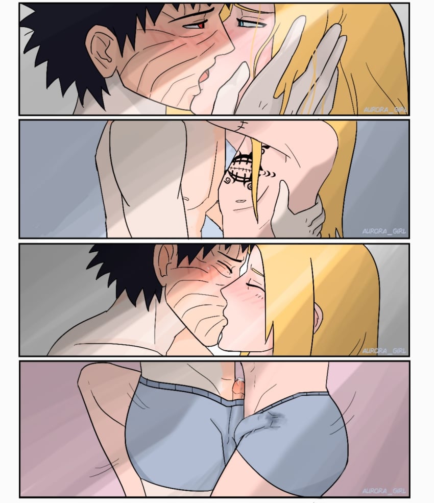 2boys akatsuki_(naruto) androgynous black_hair blonde_hair blue_eyes boxers closed_eyes deidara erect_penis erection gay half-closed_eyes hug kissing long_hair male male/male male_only multiple_boys naruto naruto_(series) naruto_shippuden penis_out precum precum_drip precum_on_penis red_eyes rubbing rubbing_penis sharingan shirtless short_hair two_tone_body two_tone_skin uchiha_obito underwear yaoi