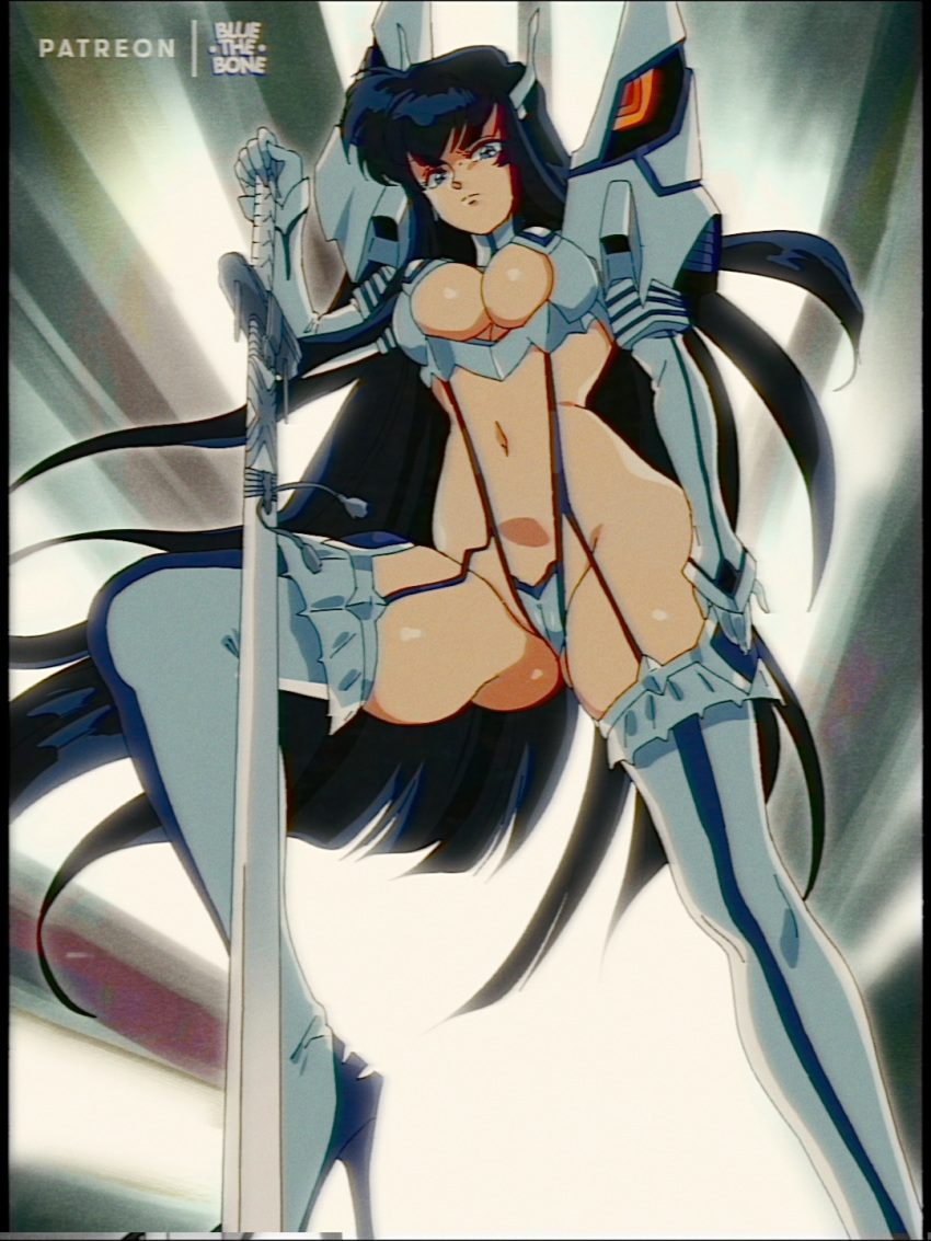 1girls ass bakuzan big_breasts bluethebone boob_window breasts cameltoe cleavage clothed_female female female_focus female_only high_heels hips hourglass_figure huge_ass huge_breasts junketsu katana kill_la_kill kiryuuin_satsuki large_breasts looking_at_viewer looking_down navel partially_clothed retro_artstyle skin_tight sword thick thick_thighs thighhighs tight_clothing wide_hips