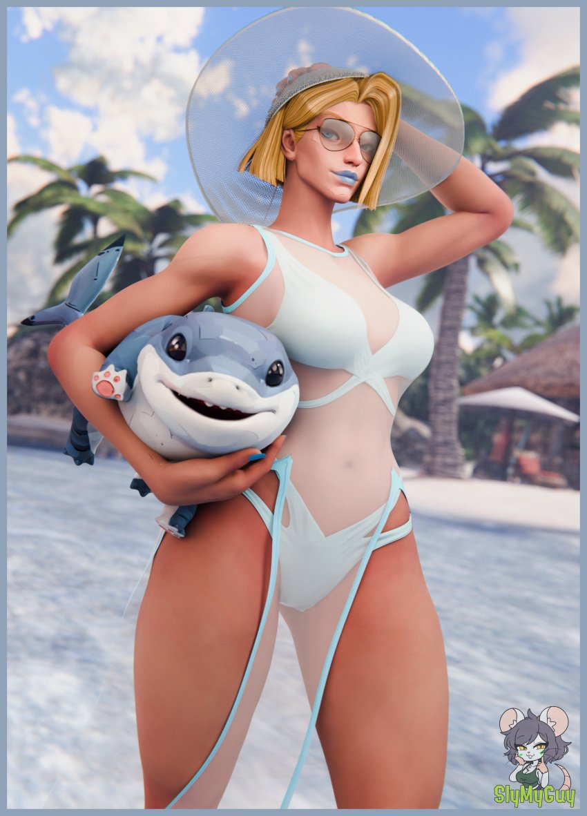arm_raised arm_up armpit_fetish armpits beach belly_button below_view bikini blonde_eyebrows blonde_female blonde_hair blue_bikini blue_eyes blue_lipstick blue_nails bob_cut breasts closed_mouth closed_mouth_smile clouds detailed_background emma_frost emma_frost_(marvel_rivals) eyebrows eyelashes female flat_belly from_behind greeting greeting_viewer hair_behind_ear hand_on_head jeff_the_land_shark legs_apart lifting lifting_partner light-skinned_female light_skin looking_aside looking_at_viewer low-angle_view marvel marvel_rivals mature mature_female medium_breasts medium_hair milf palm_tree pinup pussy sea shaved shaved_armpits shaved_pussy side_view sky slymyguy smile smiling smiling_at_viewer standing swimsuit viewed_from_below viewed_from_front viewed_from_side