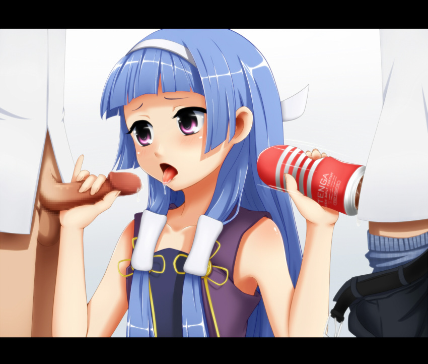 artificial_vagina blue_hair clothing double_handjob female handjob kannagi nagi purple_eyes tagme underwear