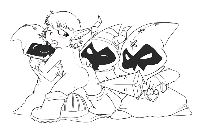 c0nnerc00n league_of_legends mmmf_foursome monochrome shortstack straight_hair tagme tristana yordle